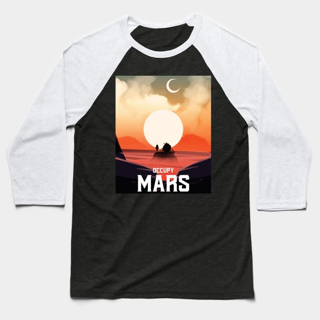 Occupy Mars Retro Baseball T-Shirt by Beltschazar